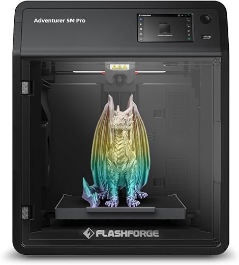 FLASHFORGE Adventurer 5M Pro 3D Printer 600mm/s High-Speed, 1 Click Fully Auto Leveling with 0.4&0.6mm Quick Detachable Nozzle Bundle, Auxiliary Chamber Cooling, Silent Printing and Remote Control