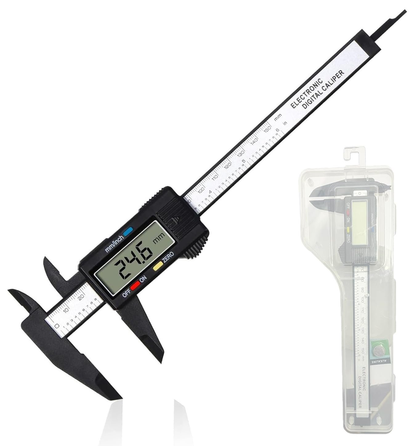 SKADIOO Plastic Vernier caliper, Digital vernier caliper, Vernier caliper digital, Vernier caliper 6 inch, Electronic Vernier Caliper Gauge Micrometer, Vernier Caliper with LED Screen (Pack of 01)