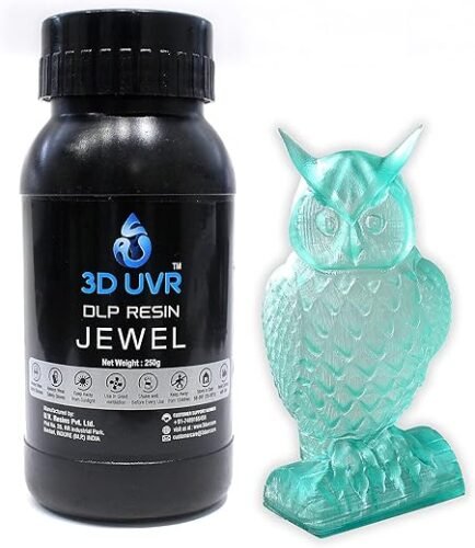 3D UVR Photopolymer Resin for 3D Printing, 405nm, UV-Curing Resin with High Precision and Quick Curing & Excellent Fluidity for DLP 3D Print [ Jewel, Clear Blue, 250 GM ]