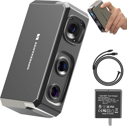 WOL3D CR Scan Ferret Pro 3D Scanner for 3D Printing, 30 FPS Handheld Scanner with Wireless Scanning Anti-Shake Tracking, Fast Full-Color Scan, 0.1mm Accuracy for iOS/Android Phone PC Win 10/11