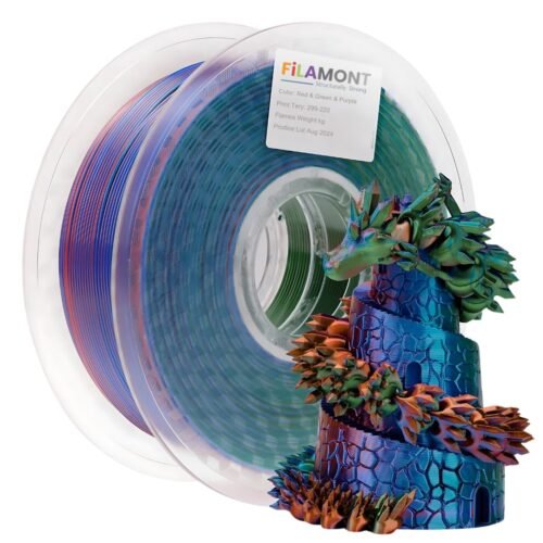 NUMAKERS Silk PLA 3D Printer Filament, 1.75mm, Dimensional Accuracy +/- 0.03 mm, 1 kg Spool (2.2 lbs), Compatible with Most FDM Printers
