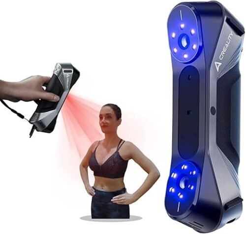WOL3D CREALITY 3D Scanner CR-Scan Raptor for 3D Printing, 60fps Multiple-line Blue & NIR Consumer Handheld Scanner 0.02mm Accuracy, Anti-Shake Tracking, 24-Bit Fast Full-Color Scanning